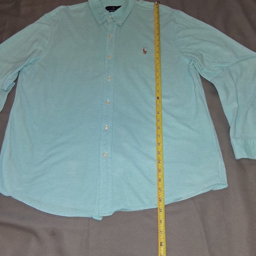 Ralph Lauren Knit Oxford Men SZ XL Light Blue Casual Button Down Shirt - Picture 11 of 15
